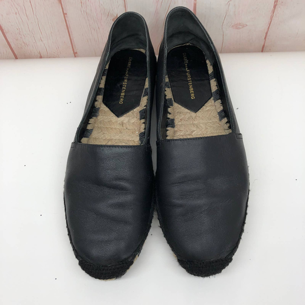 Diane von Furstenberg black leather espadrille 7